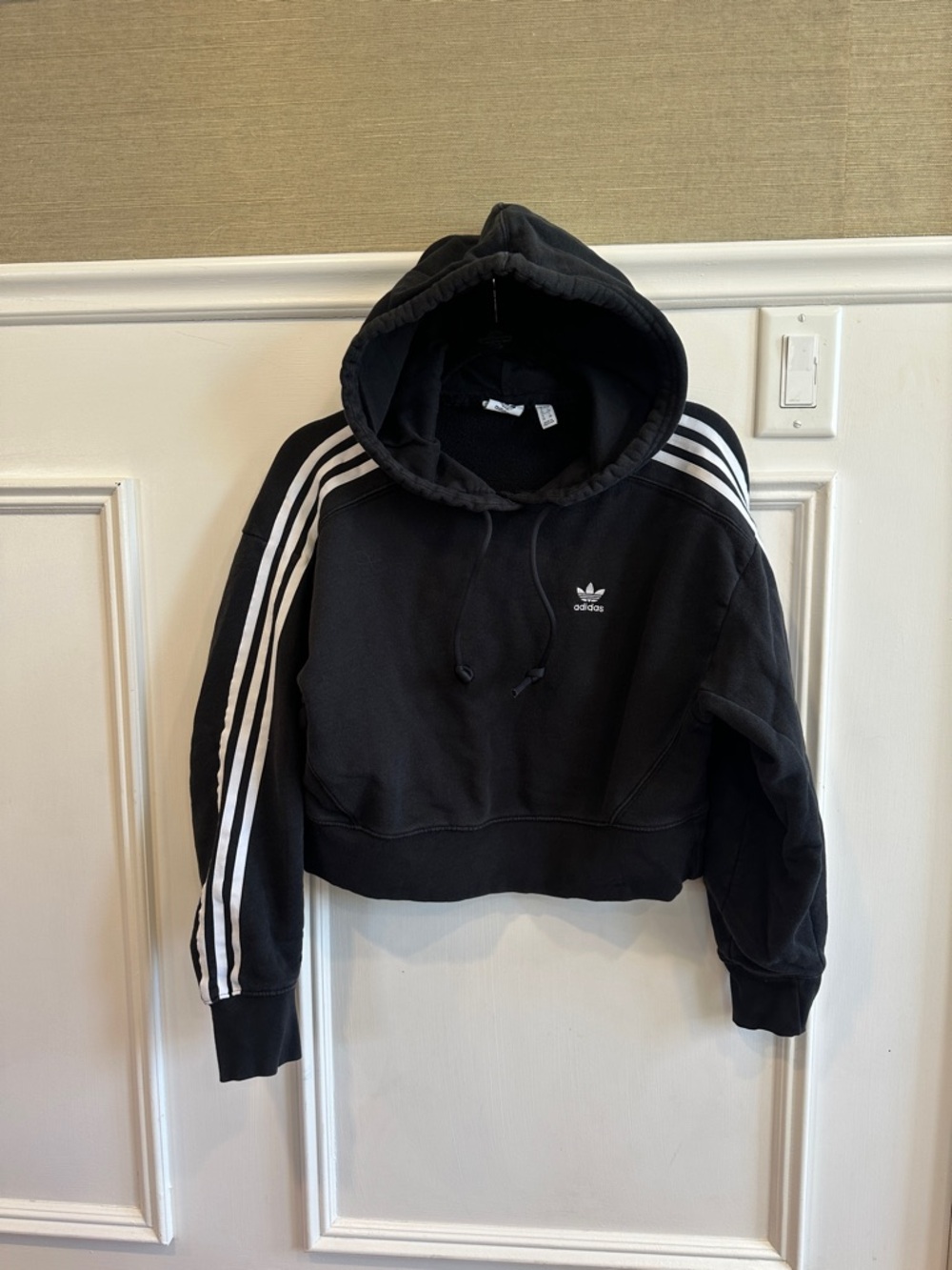 adidas Black Hoodie with White Three-Stripes